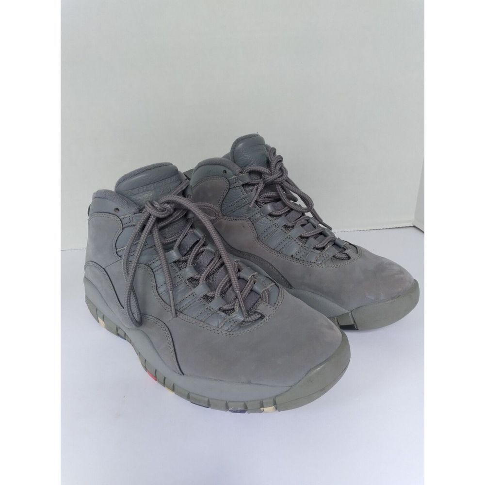 Jordan 10 Retro Sneakers Gray Leather High Top‎ Shoes Casual Comfy